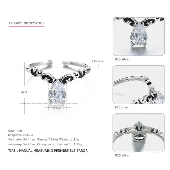 eManco 925 Silver Adjustable Rings For Women Small Cute Rings Natural New Arrivals Jewelry Fashion Accessories - Цвет основного камня: Silver