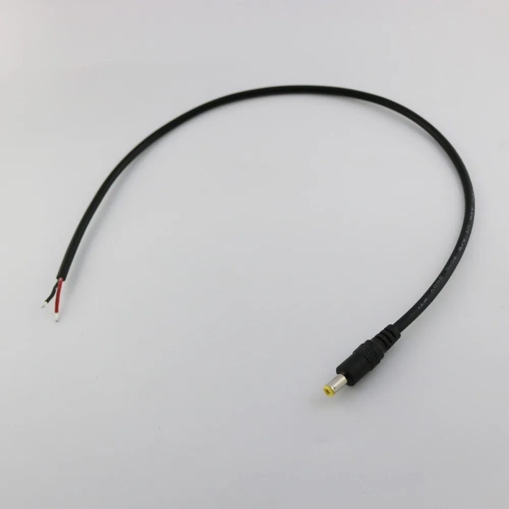 10 шт. CCTV DC разъем питания 5 мм x 2 1 штекер с кабелем 18AWG 1.5ft/50 см |