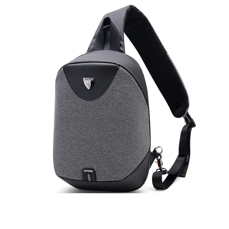 ARCTIC HUNTER, USB, водонепроницаемая, противоугонная, Мужская нагрудная сумка, сумка через плечо, Спортивная, мужская, для подростков, для мальчиков, для путешествий, через плечо - Цвет: Серый