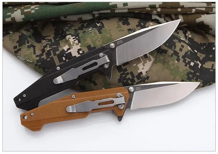 LLxxmm camping survival flipper folding knife hunting tactical AUS-8 blade G10 handle army knives edc tool faca | Инструменты