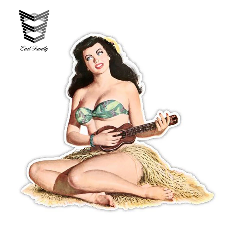

EARLFAMILY 13 см X 12 см Искусство ретро пикантная девушка, игровая искусственная Виниловая наклейка для автомобиля, аксессуары для автомобиля, Ста...