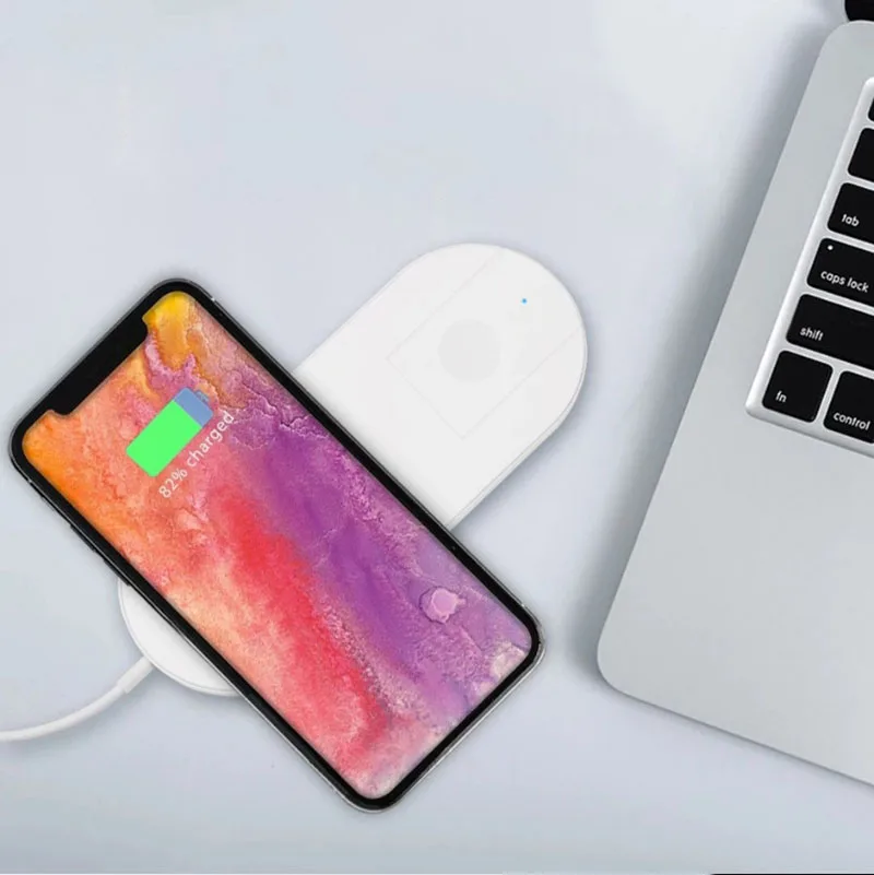 URVOI Мини AirPower для зарядки браслетов Apple Watch серии 2 3 4 и зарядки для iPhone Xs 8 Plus, подставка для поддержки зарядки 7,5 Вт Gen.2