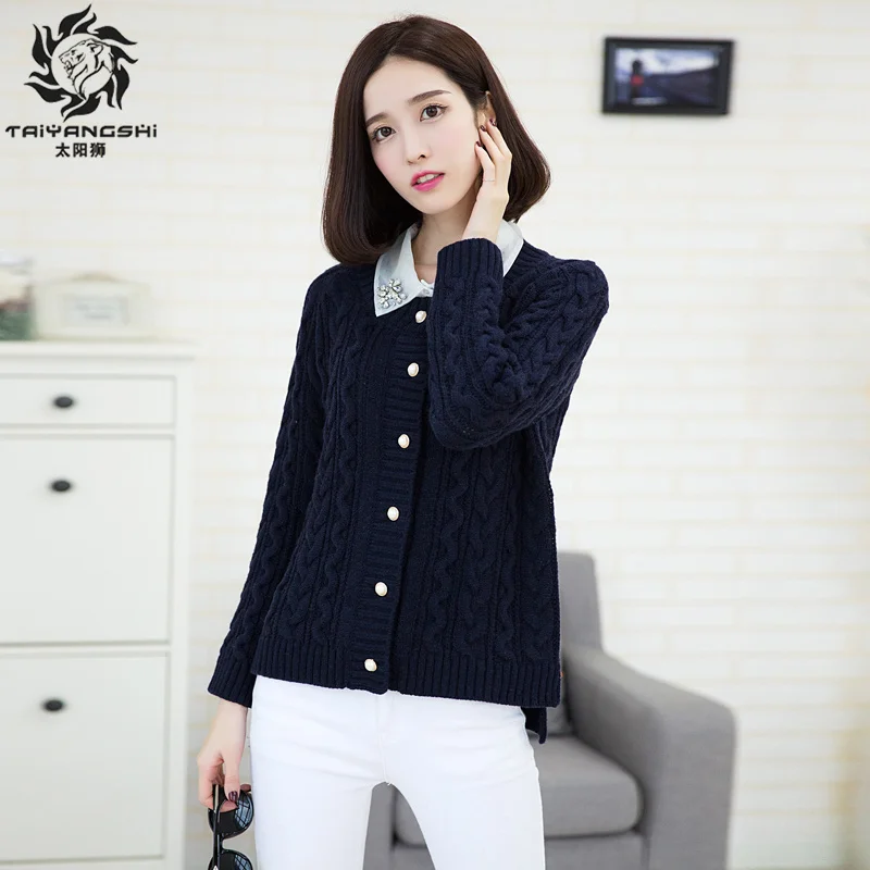 2018 New Autumn Winter Knitted Sweater for Women Short Twisted Cardigan Single Breasted Female Sweaters |