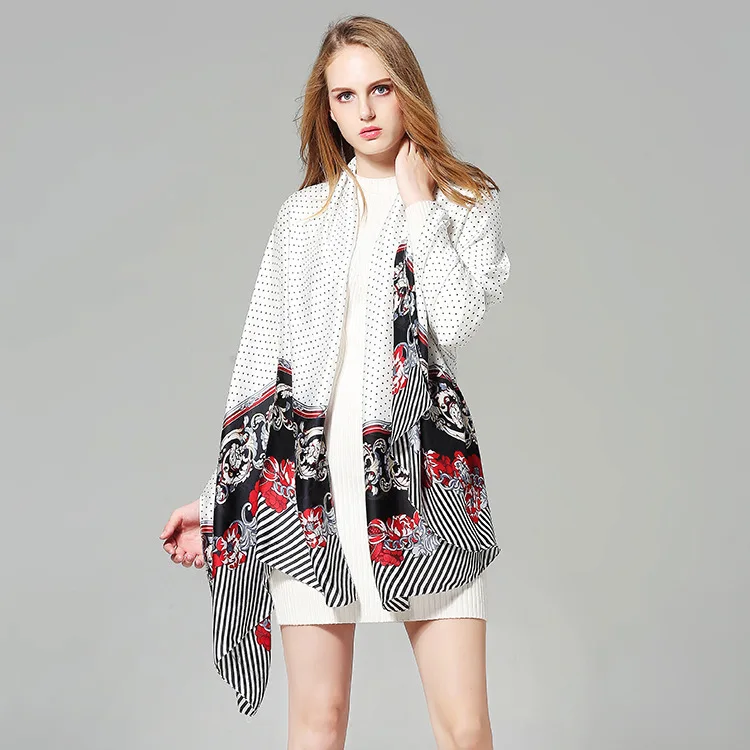 

Dot printing Summer bufanda mujer Thin Sunscreen women Scarf Female Beach wheel print Simulation Silk foulard hijab Scarf Shawl