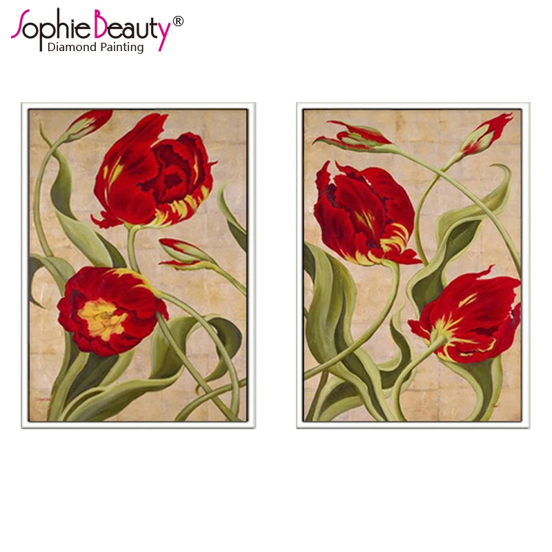 Картина из страз Sophie Beauty Сделай Сам 5d искусство Вышивка красными цветами Набор