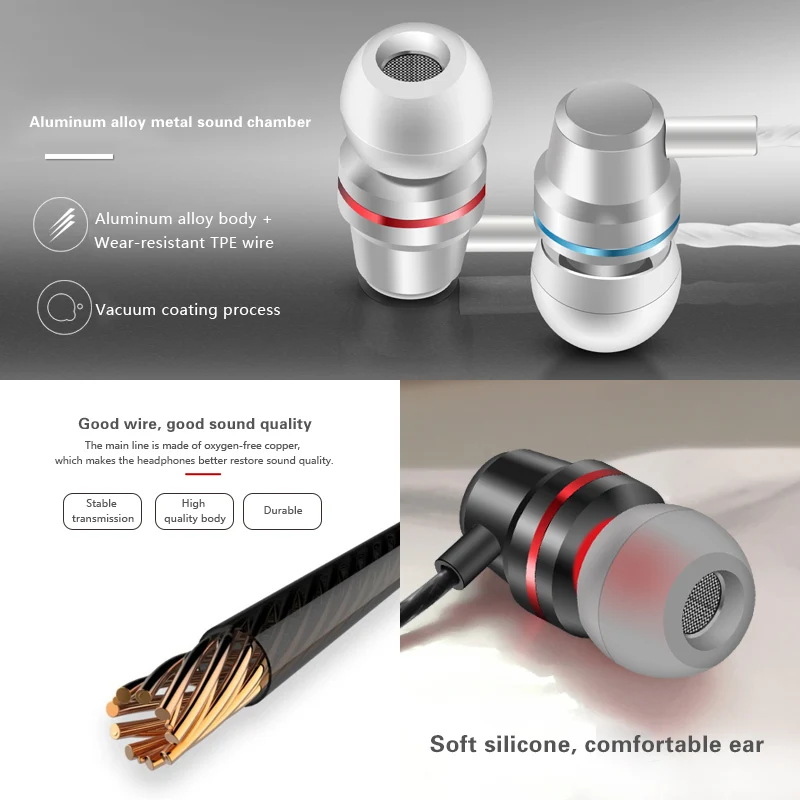 Профессиональные металлические наушники в ухо проводные 3 5 мм тяжелый бас звук