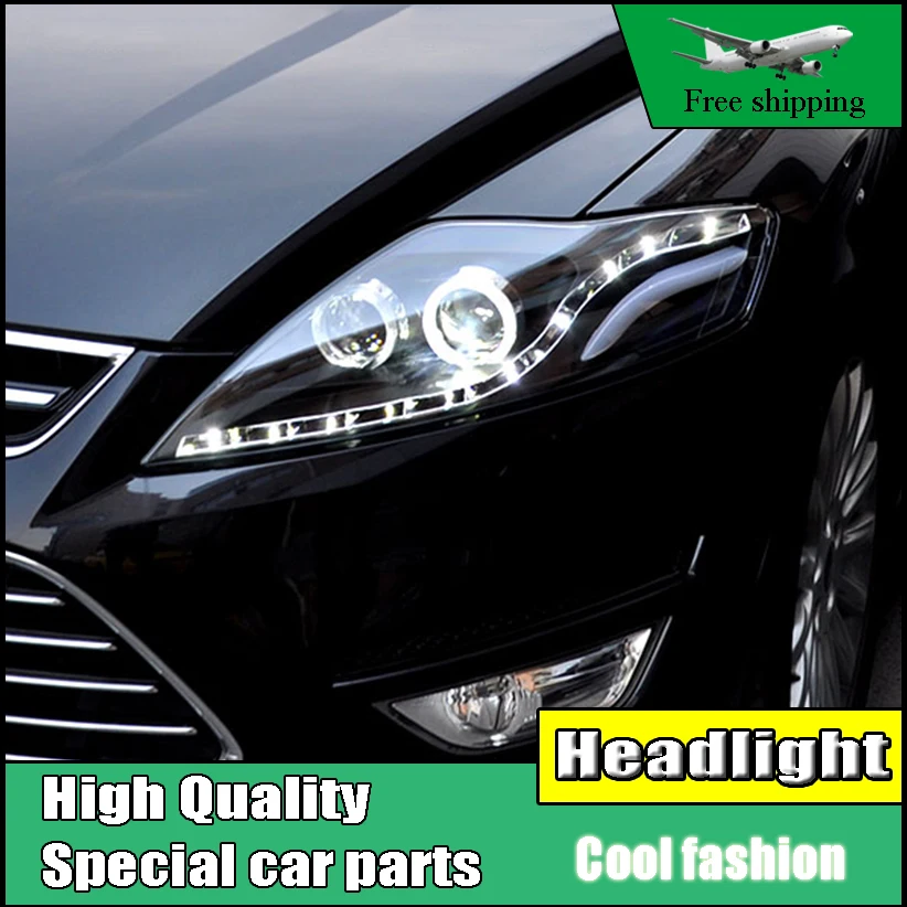 Car styling Head Lamp Case For Ford Mondeo 2007-2012 Headlights LED Headlight DRL Option Angel Eyes Bi-Xenon Lens low beam | Автомобили и