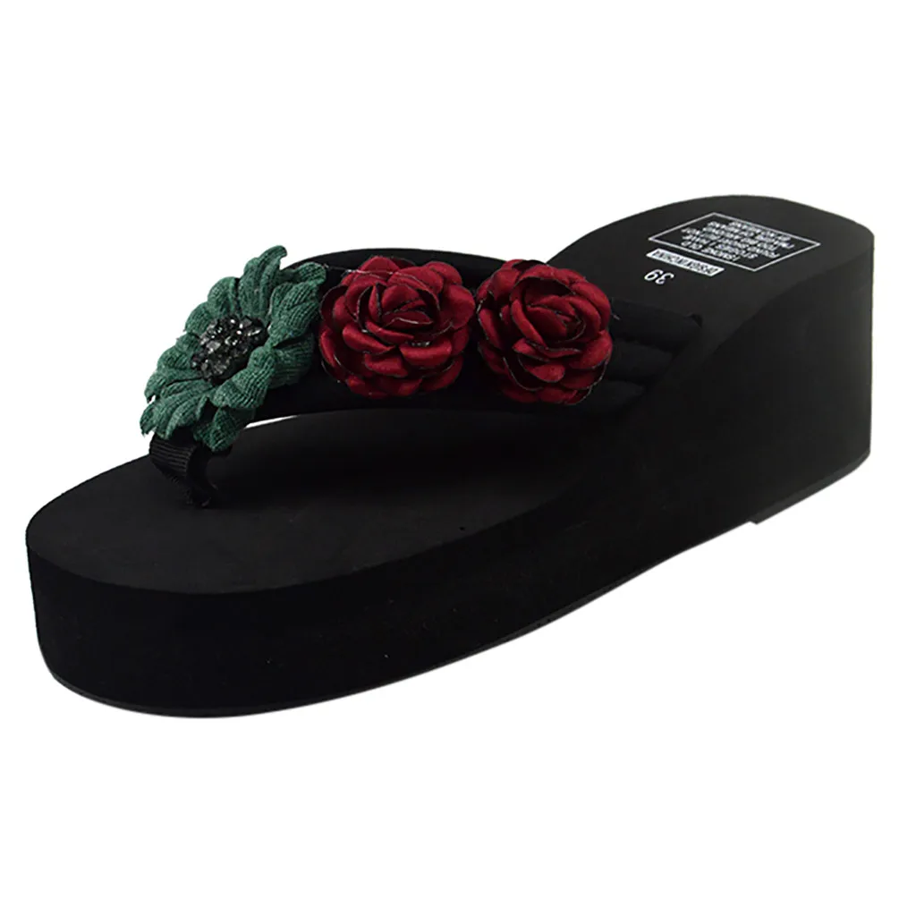 SAGACE/женские богемные вьетнамки на толстой подошве с цветочным принтом Модные
