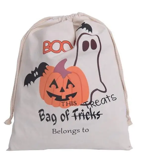 30 pcs 2017 New Halloween Sacks Bag Canvas Personalized Children Candy Gifts Pumpkin Spider treat or trick Drawstring Bags | Дом и сад