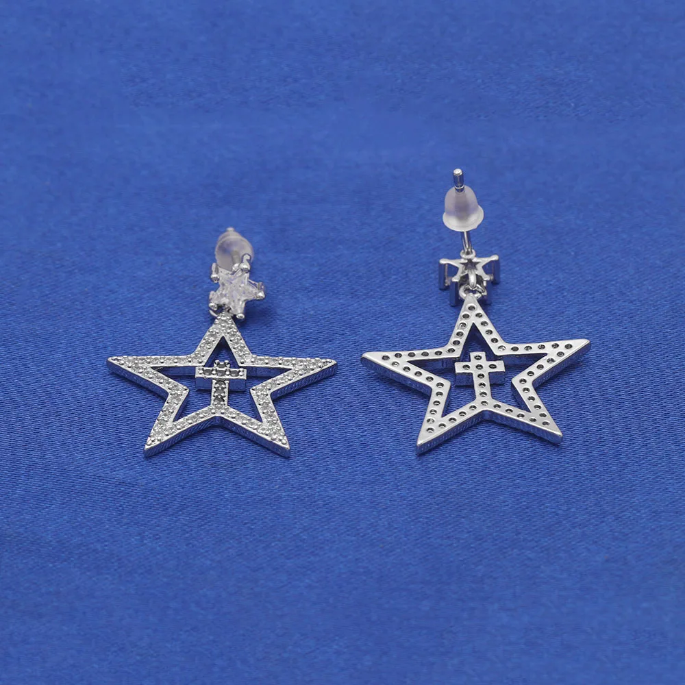 

X-Jue Black Cz Cross New Fashion Stud Earrings For Women Clear Rhinestone White Zirconia Star Earrings Jewelry Valentine's Gifts