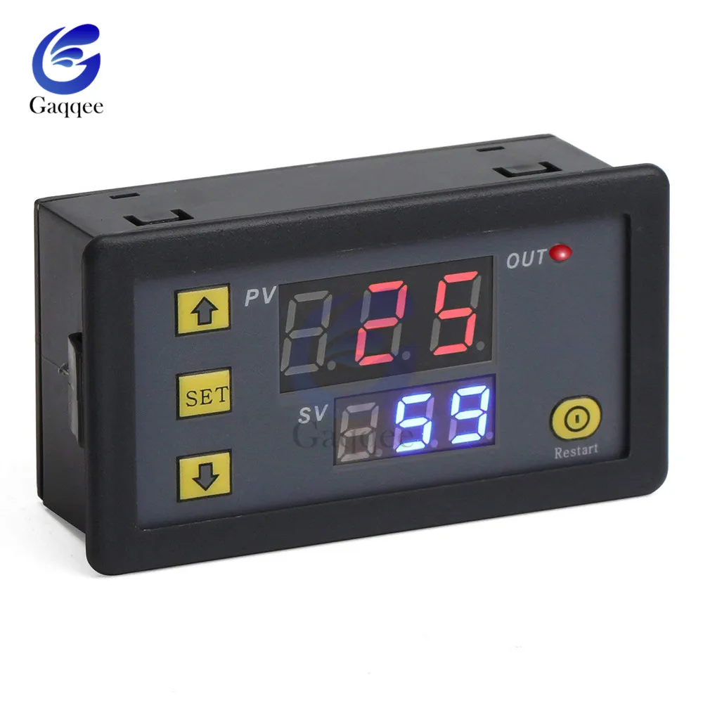 AC 110V 220V DC 12V Цифровое реле задержки времени светодиодный дисплей переключатель управления таймером цикла регулируемое реле времени переключатель задержки времени - Габаритные размеры: AC 110V 220V