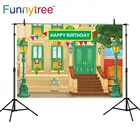 Фоны для фотосъемки Funnytree, улица сезам, площаза, вечеринка, день рождения, популярная детская фотостудия, декоративная ткань для фотосъемки