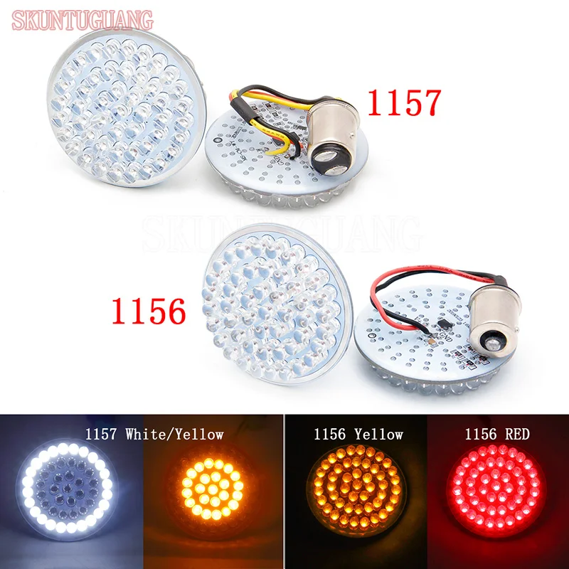 

2 inch LED Inserts Turn Signal Light 50MM Motorcycle Turning Light 1156 1157 White/Amber Red For Dyna Touring Softail