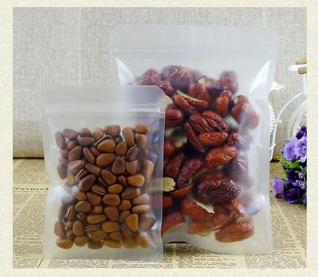 100 шт Матовые прозрачные пластиковые пакеты с замком на молнии для чая и еды