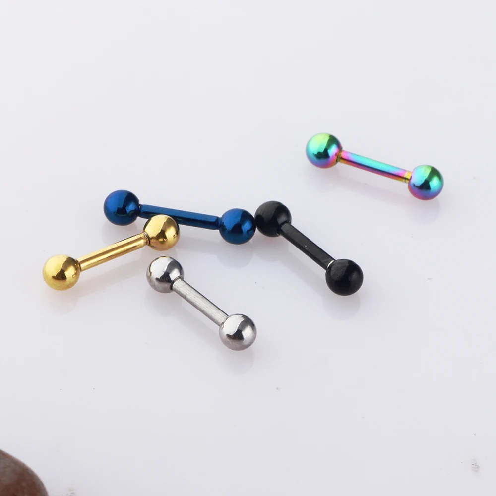 TIANCIFBYJS 16 г Нержавеющая сталь 3 мм Бал Tragus уха Helix Хряща Серьги 6 мм Бар Длина женщина Человек уха пирсинг штангой