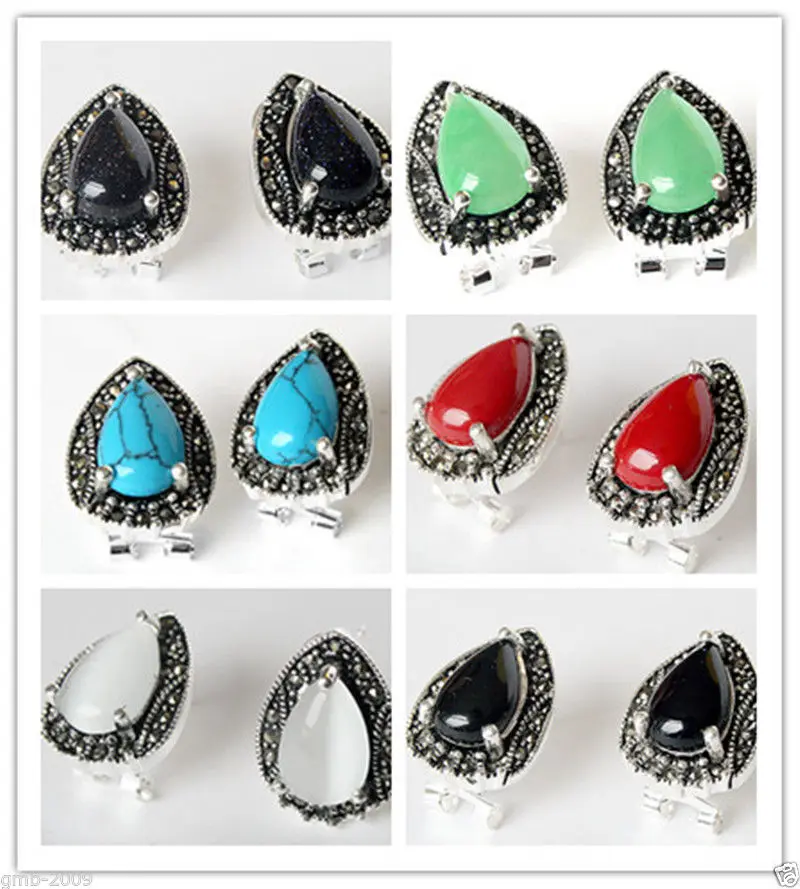 

stylish 13*19mm 925 Silver & Marcasite Waterdrop Earrings