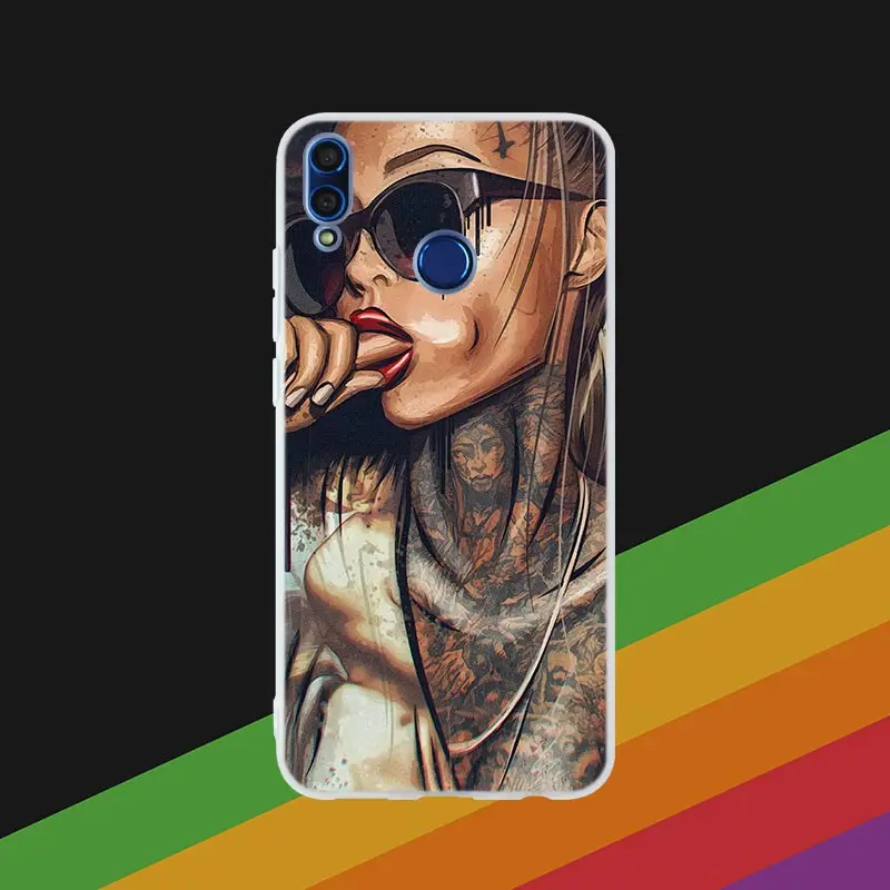 Силиконовый чехол для телефона сексуальный рукав тату девушка для huawei Honor 10i 20 Pro 9X Lite 8a 8x max 8c 7x 7a pro 6x V20 Paly мягкий