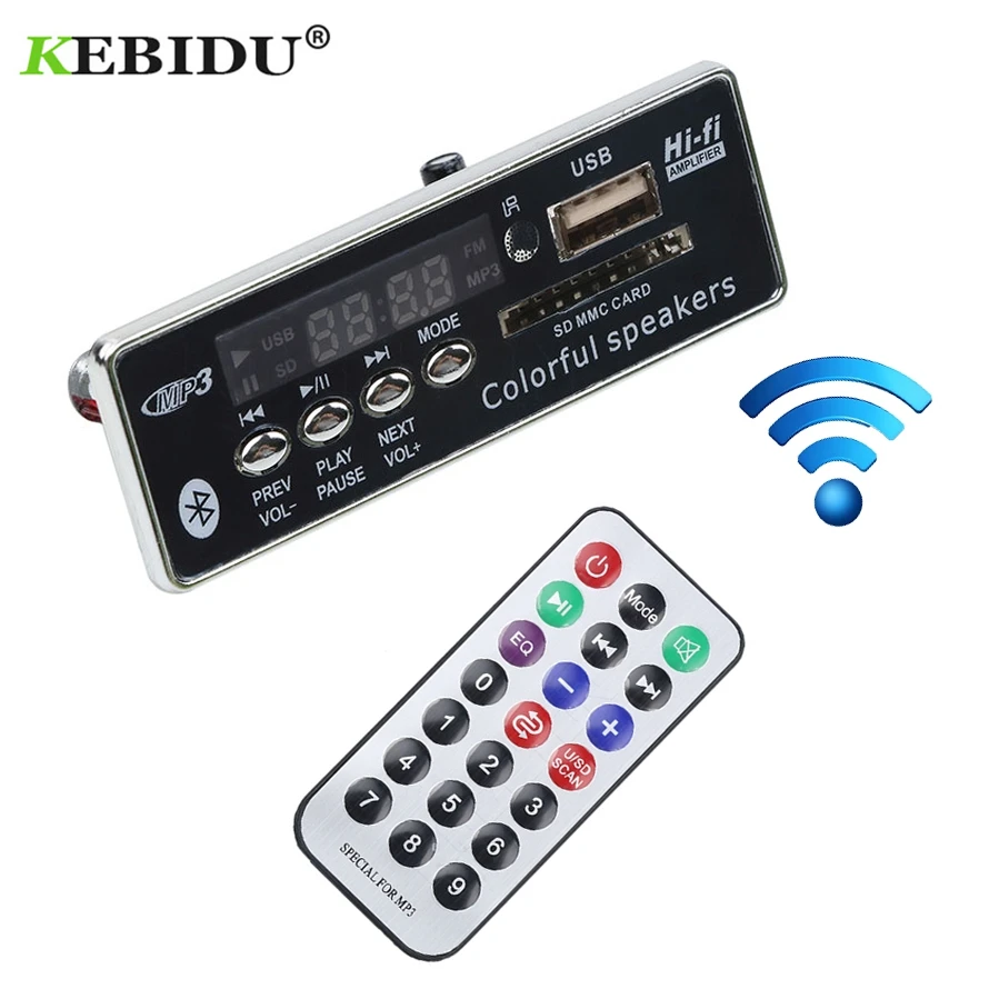 Автомобильный USB Bluetooth MP3 декодер Kebidu плата с дистанционным управлением громкая