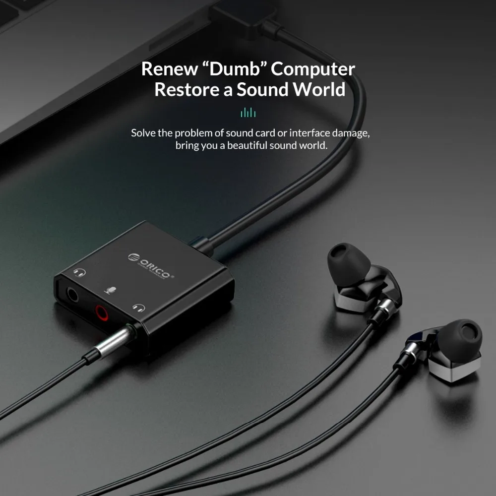 ORICO Звуковая карта Внешний 3 5 мм USB адаптер для наушников аудио Интерфейс PS4 Pro