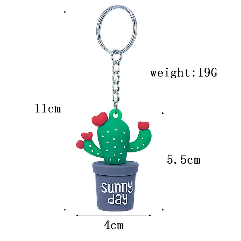 

New creative PVC Soft glue material cactus Fairy ball key buckle pendant girl bag car key pendant small Gift