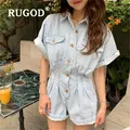 RUGOD 2019 new fashion pajacyki kombinezon damski wysokiej talii slim jednorzędowy letni kombinezon