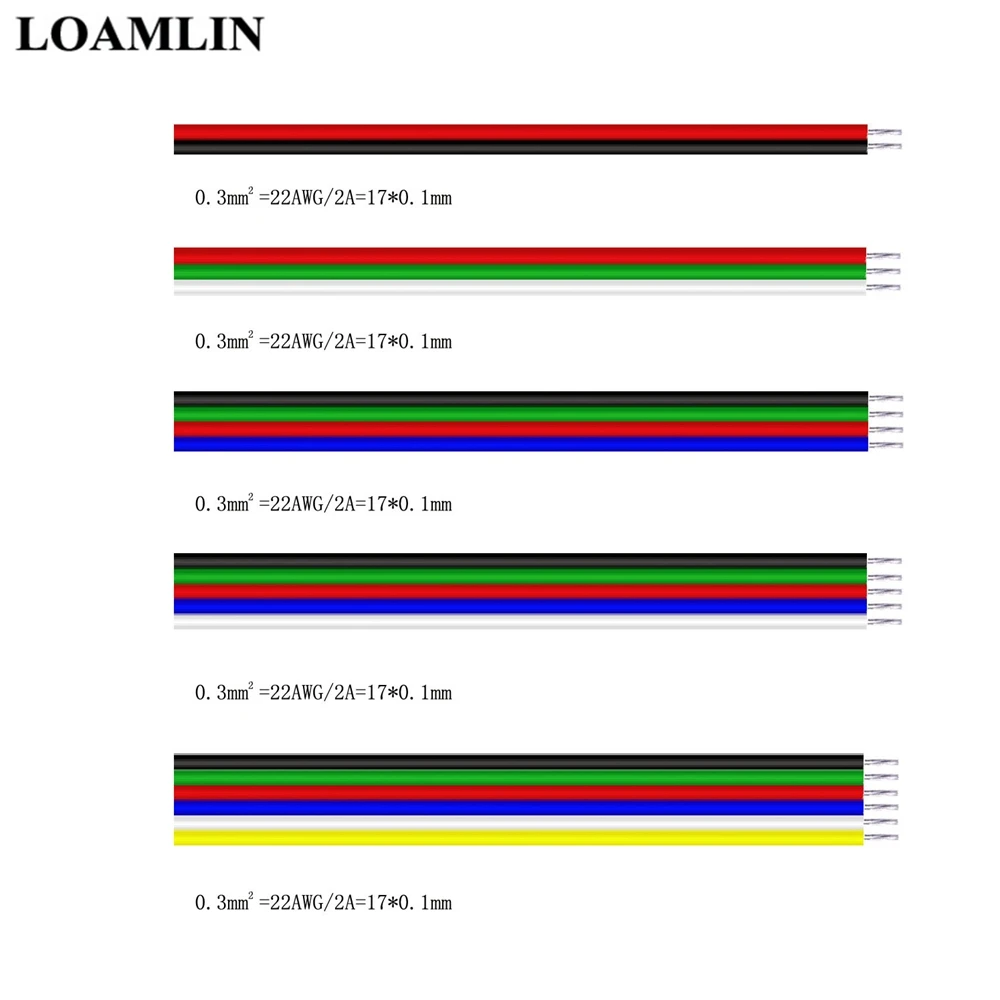 22AWG светодиодный проводной кабель 2Pin/3Pin/4Pin/5Pin для WS2812B WS2811 5050 2835 Светодиодная