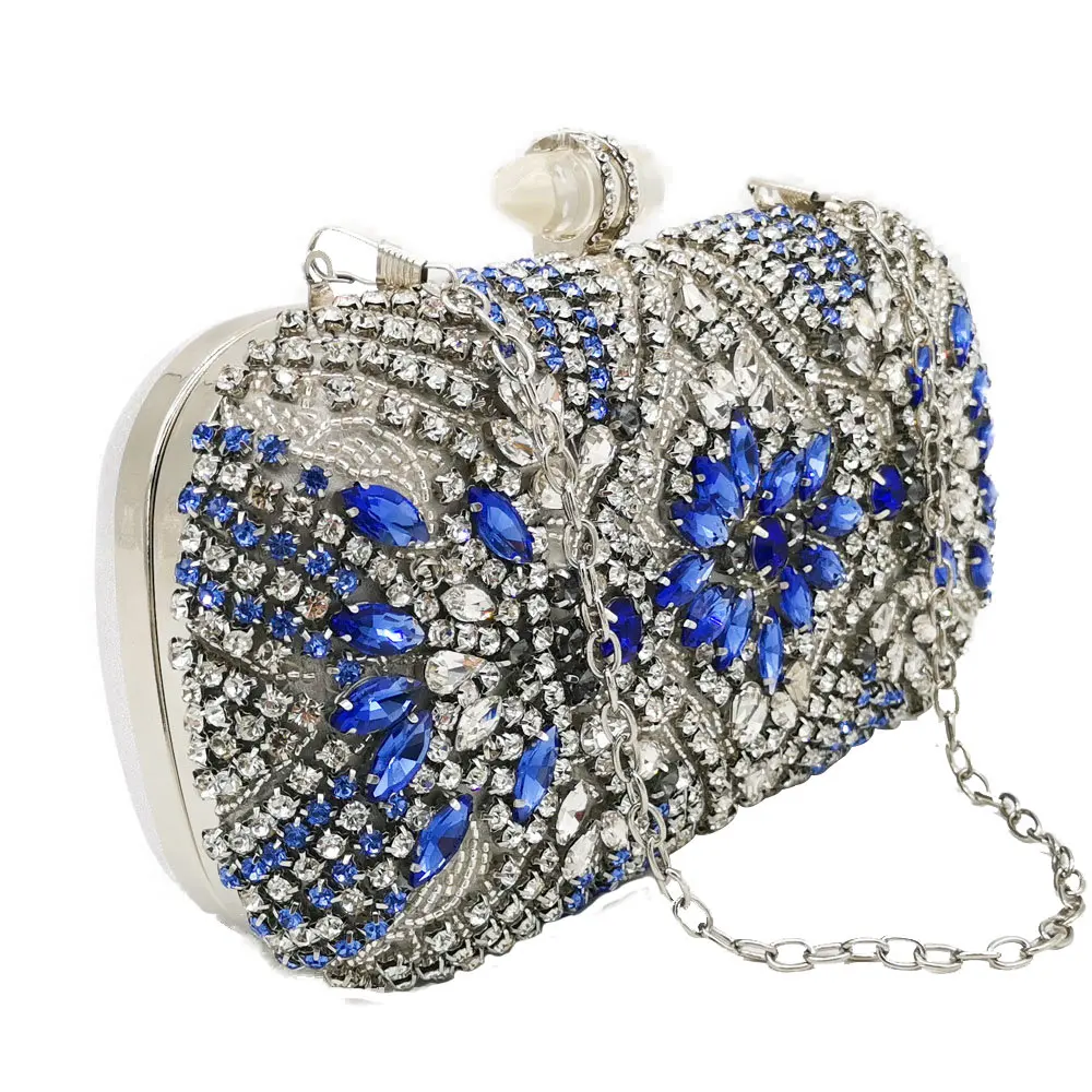 Boutique De FGG, винтажный женский клатч с серебряными кристаллами и бисером, вечерняя сумочка, свадебные клатчи, сумки, вечерние сумки для невесты