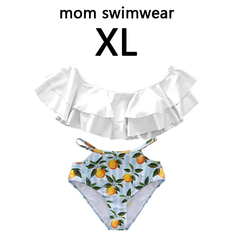 mom size XL Семейный комплект бикини для женщин; коллекция года; Летние оранжевые купальники с принтом для мамы и дочки; пляжные шорты для мальчиков; купальник для мамы и дочки - Цвет: mom size XL