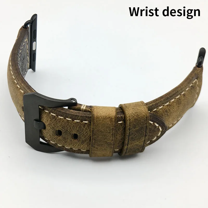 Для наручных часов Apple Watch 38 мм, 42 мм, Iwatch, версия наручные часы до середины икры из кожи Крейзи Хорс 38 мм 42 мм человек ремешок для наручных часов Panerai 24 мм Шестерни S3 22 мм