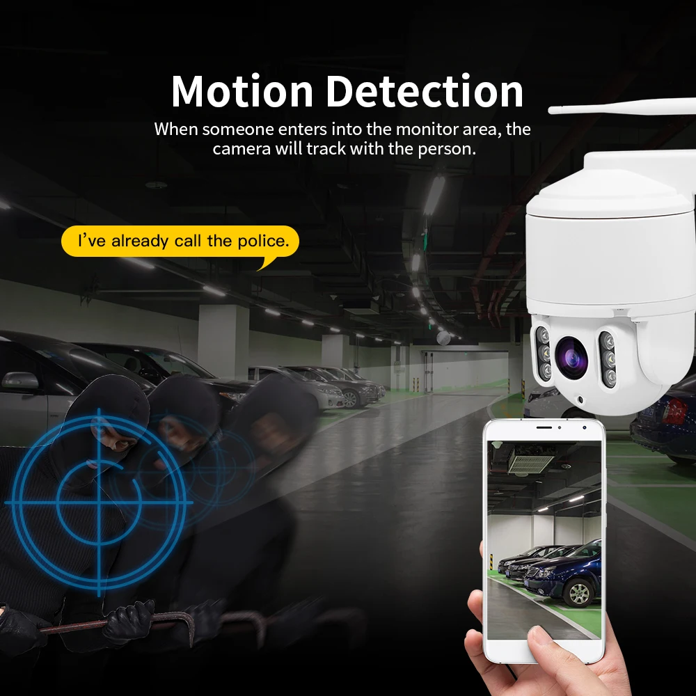Наружная Wi Fi PTZ камера 1080P с корпусом из алюминиевого сплава IP безопасности