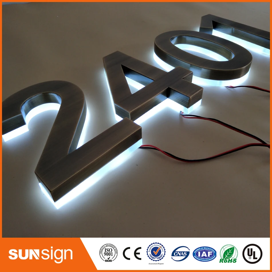 H 25cm Customized brushed stainless steel backlit letters