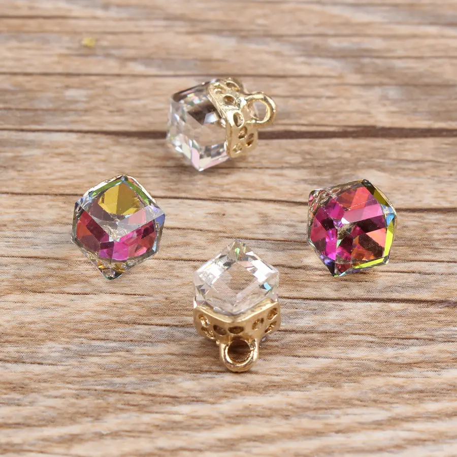 Квадратные подвески для украшения Стразы из сплава розового золота 20 шт. |