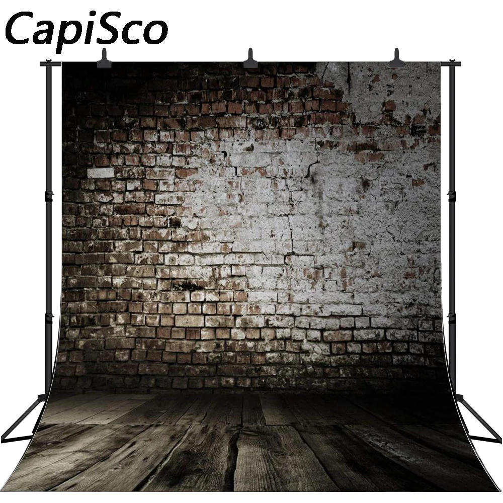 Capisco фон для фотосъемки с изображением темно кирпичная стена деревянный пол