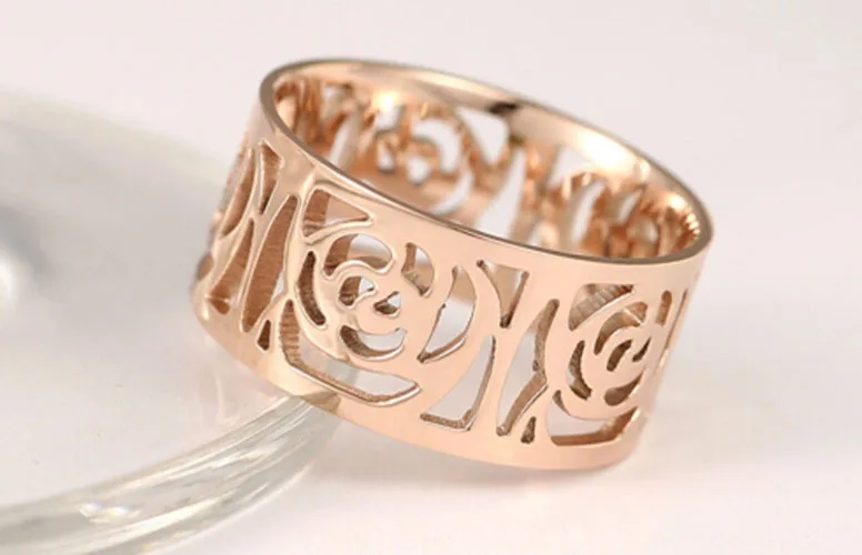 New Fashion Charming Womens Rose Gold Filled With Hollow Flower Shape Ring Free Shop | Украшения и аксессуары