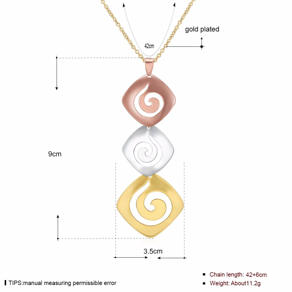 Fashion Gold Color Pendant Necklace Square Music character Classic Women Statement Jewelry Girl Party Accessories | Украшения и