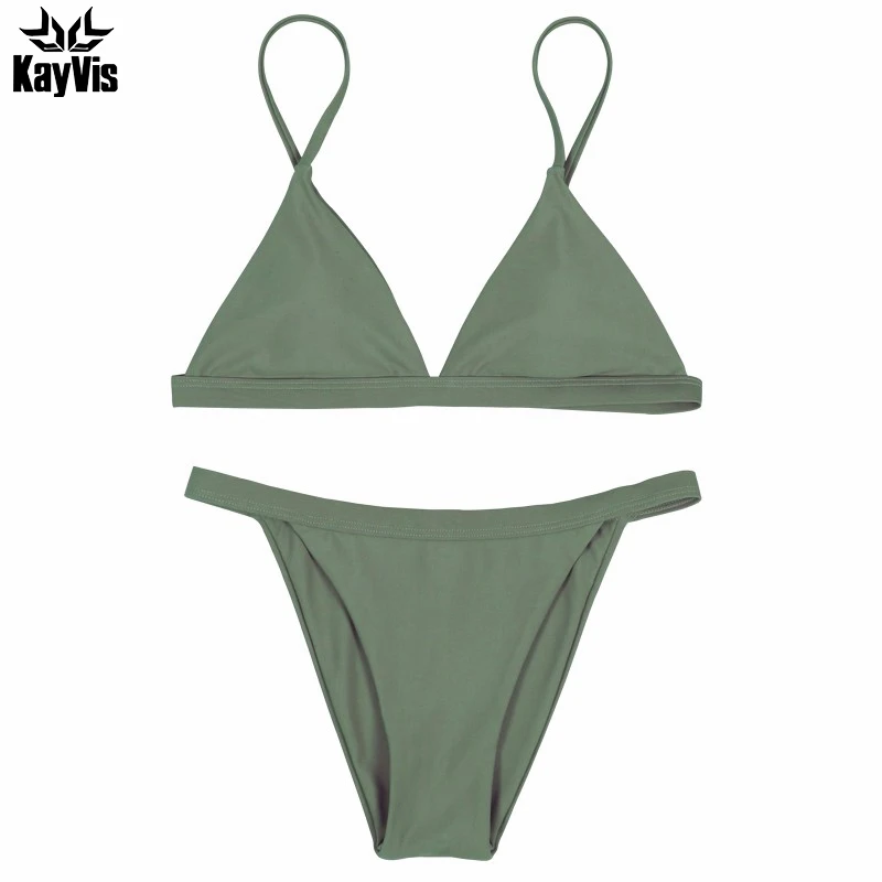 Женский купальник-бикини KayVis однотонный бразильский купальник в стиле ретро