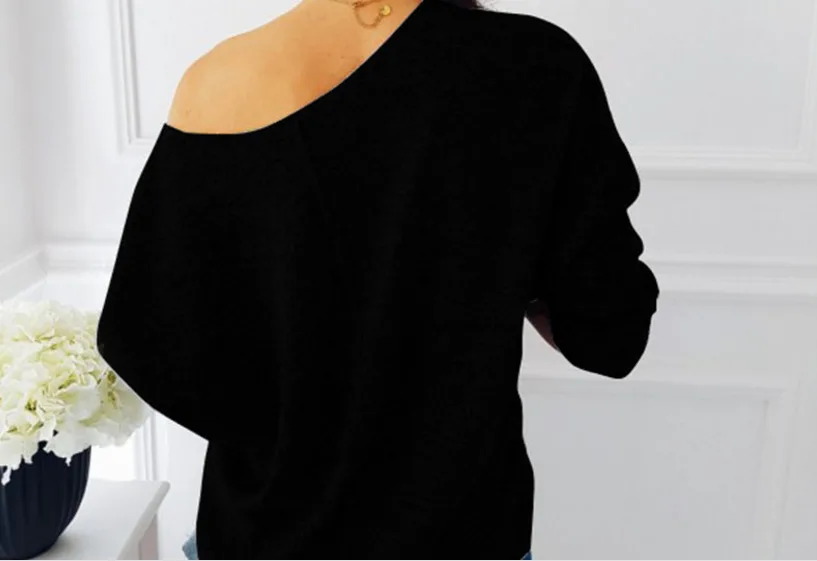 

Knitted Sweatshirt Female Slash Neck Sequined Pullover Knitting Warm Winter Plus Size Jumper Women Hoody Pocket Autumn Top