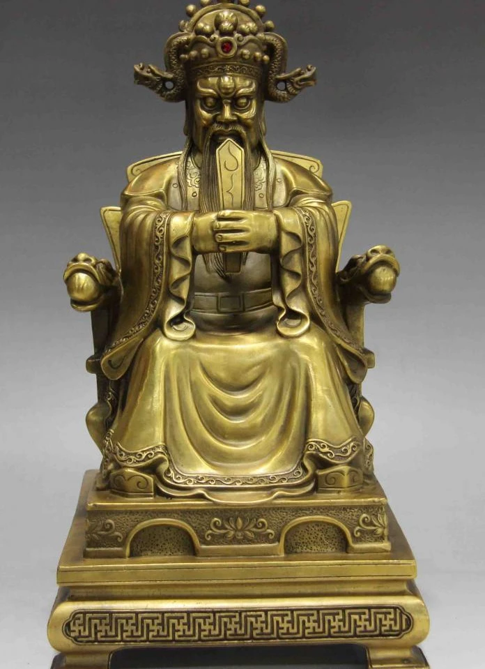 

14 China Refined Folk Fane Pure Copper Brass Lucky God of wealth Buddha Statue