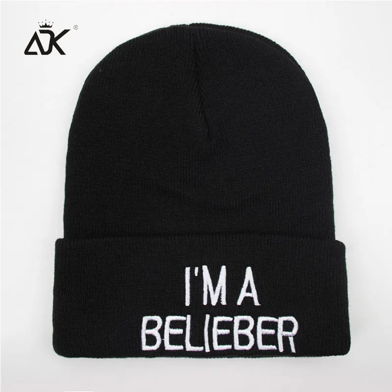 С вышивкой с надписями шляпа Для мужчин шапочки обычный черный Кепки s Wo зимние