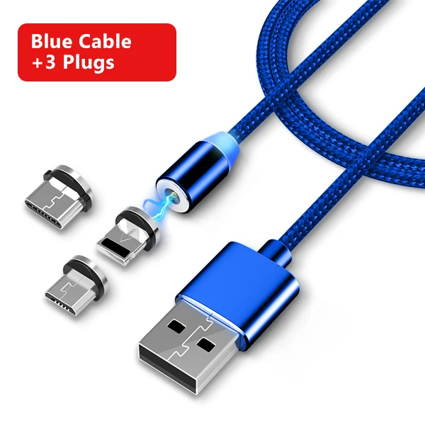 1 cable wiith 3 plug NOHON Магнитный кабель Micro usb type C USB зарядное устройство Шнур для huawei iPhone XS MAX XR X 8 Plus samsung Магнитная Зарядка для Xiaomi 4 - Цвет: 1 cable wiith 3 plug
