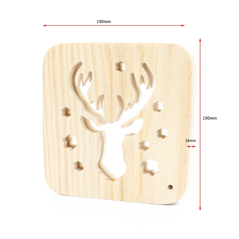 Теплый светильник, деревянный ночной Светильник, детский Sika Deer, украшение для спальни, USB светодиодный энергосберегающий прикроватный светильник, рождественские подарки