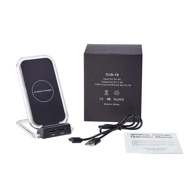 Беспроводное зарядное устройство Qi с 3 катушками 2 USB порта быстрая зарядка