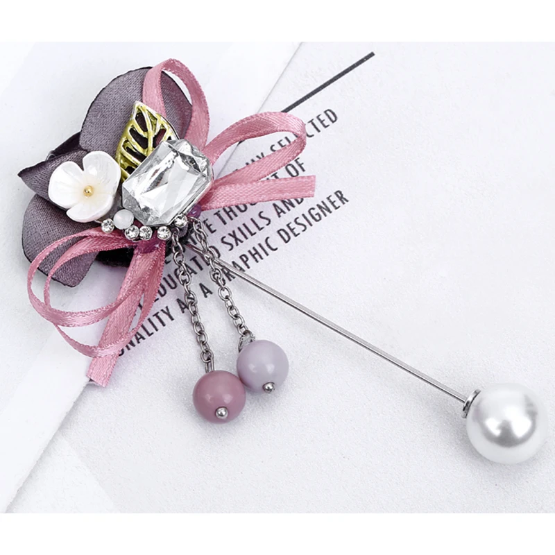 

YAOLOGE Fashion Colorful Cloth Pins Rhinestone Brooch For Women Imitation Pearl Corsage Vintage Statement Jewelry Birthday Gifts