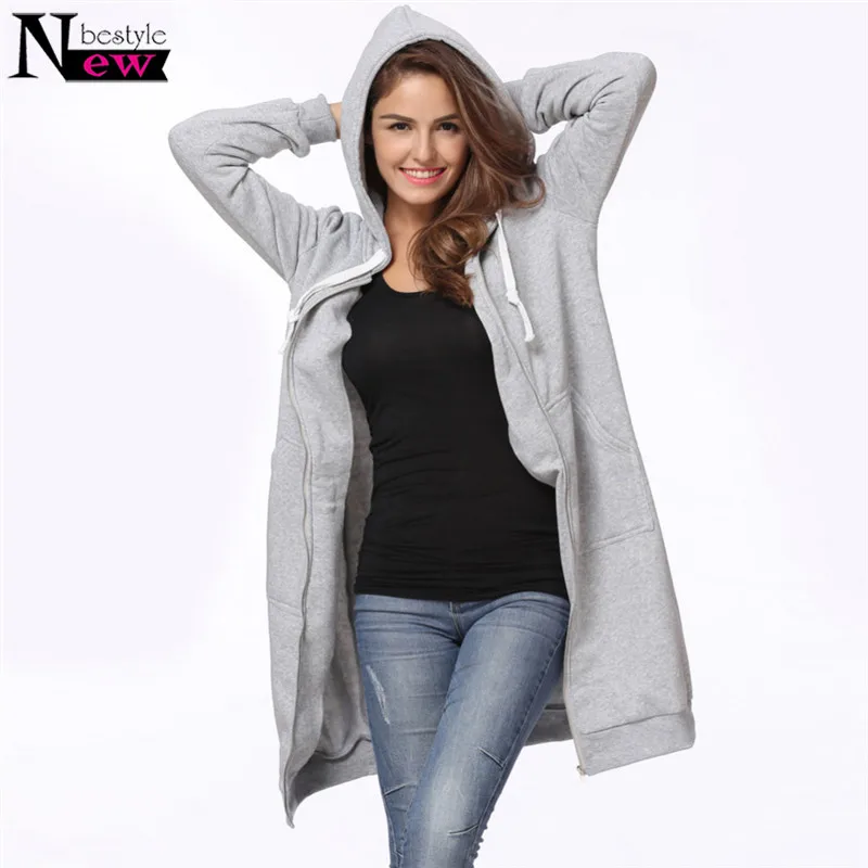 

2019 Fashion Oversized Winter Coats Women Long Hooded Sweatshirts Coat Casual Pockets Zipper Solid Outerwear Hoodies Jacket 5XL