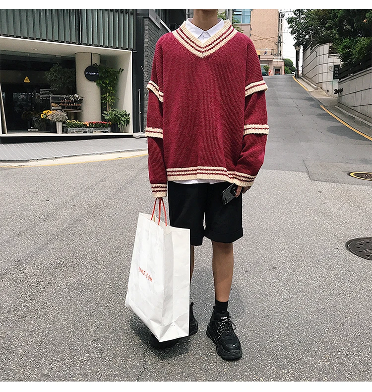 Зимние мужские новые модные теплые пальто кашемировые шерстяные свитера с v-образным вырезом повседневные брендовые вязаные M-2XL высокого качества