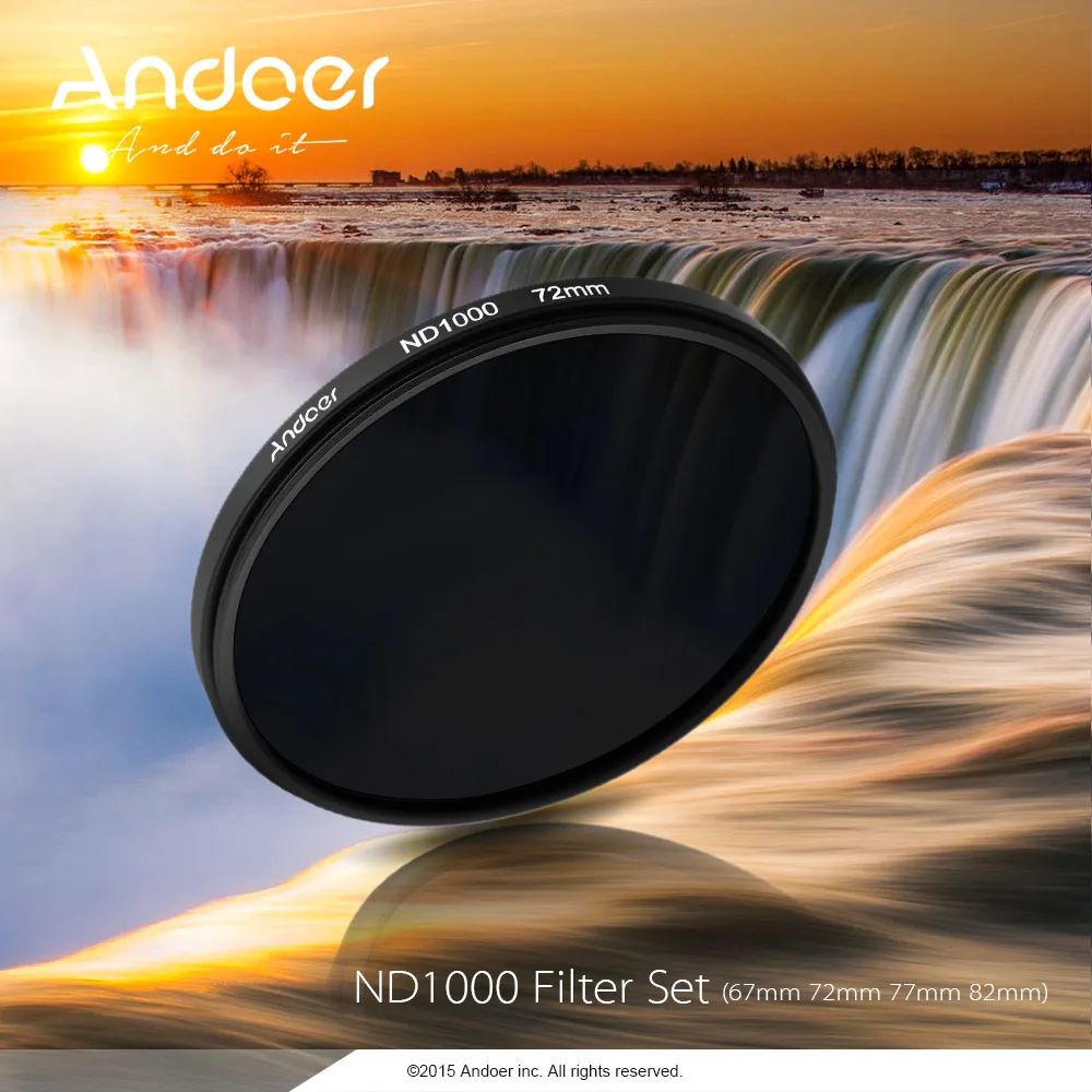 Andoer 67 72 82 мм ND1000 10 стоп фейдер фильтр нейтральной плотности для Nikon Canon DSLR Camera Lens ND