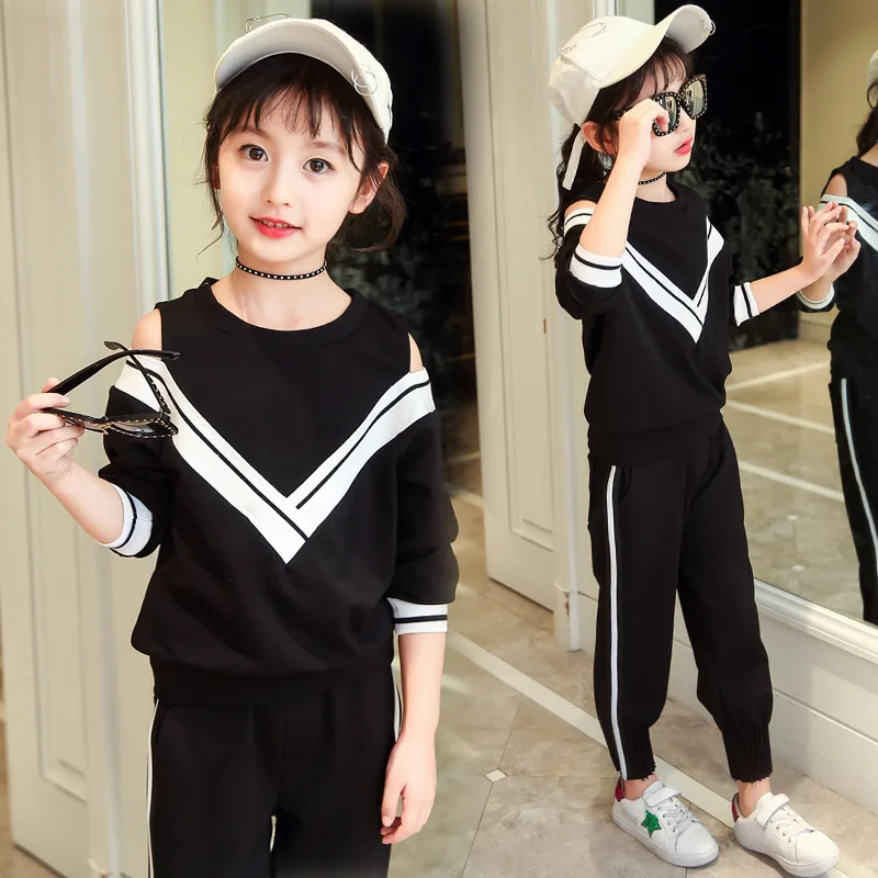 Спортивные костюмы для девочек детские спортивные с открытыми плечами футболки