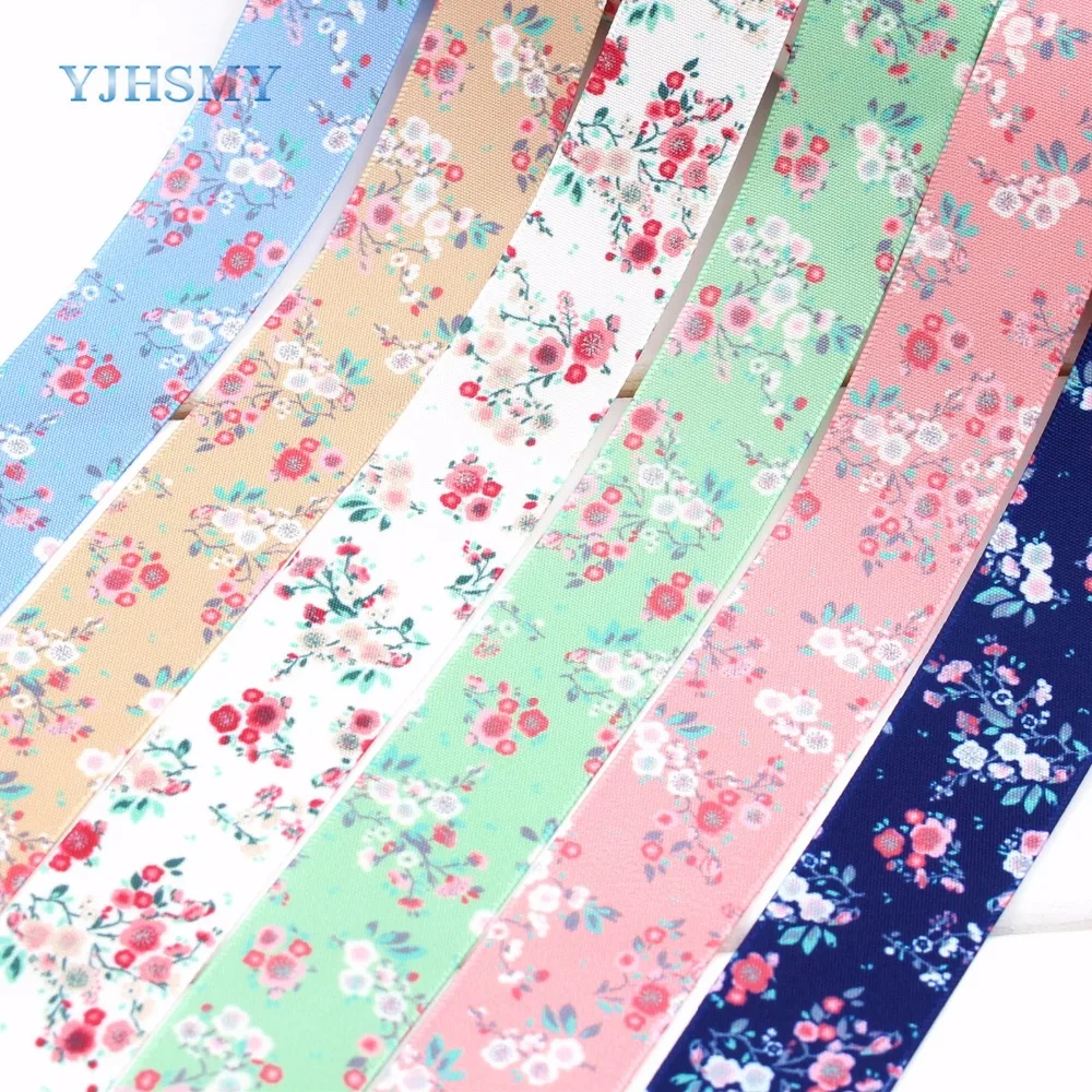 YJHSMY D 17306 1114 10 ярдов 25 мм цветочный принт grosgrain ленты Свадебные аксессуары