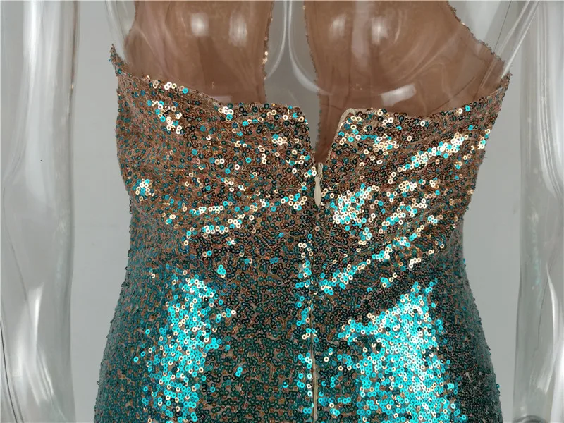 Sexy Sequin Dress Spring And Summer Sleeveless Fashion Halter Backless Dresses Evening Party Dress Vestidos