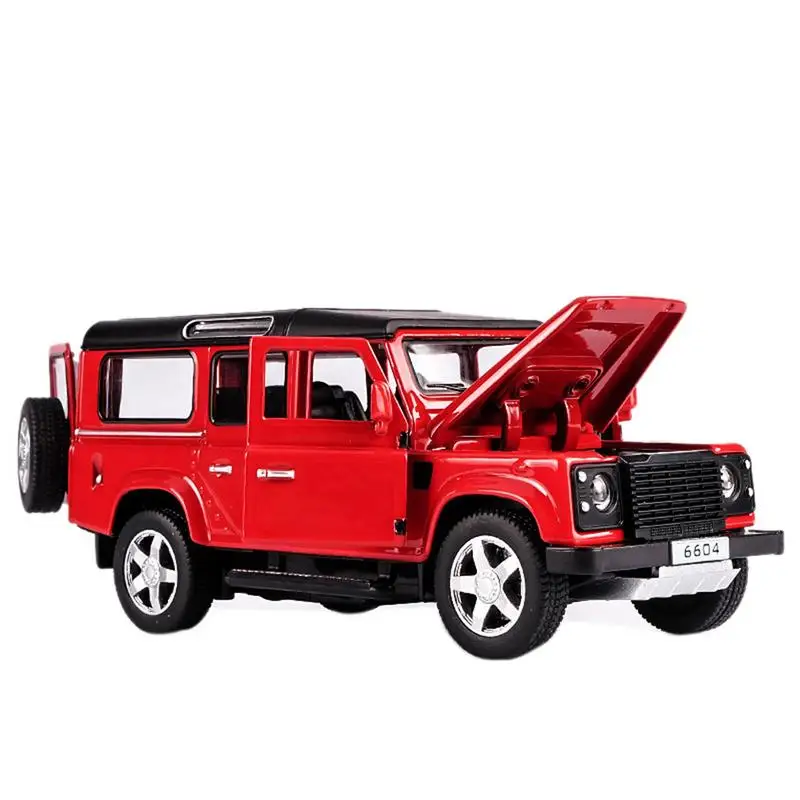 Red Высокое качество 1:32 Defender модель автомобиля из сплава Акустооптическая игрушка для автомобиля с откидной спинкой высокая имитация флэш-игрушки автомобиль - Цвет: Red